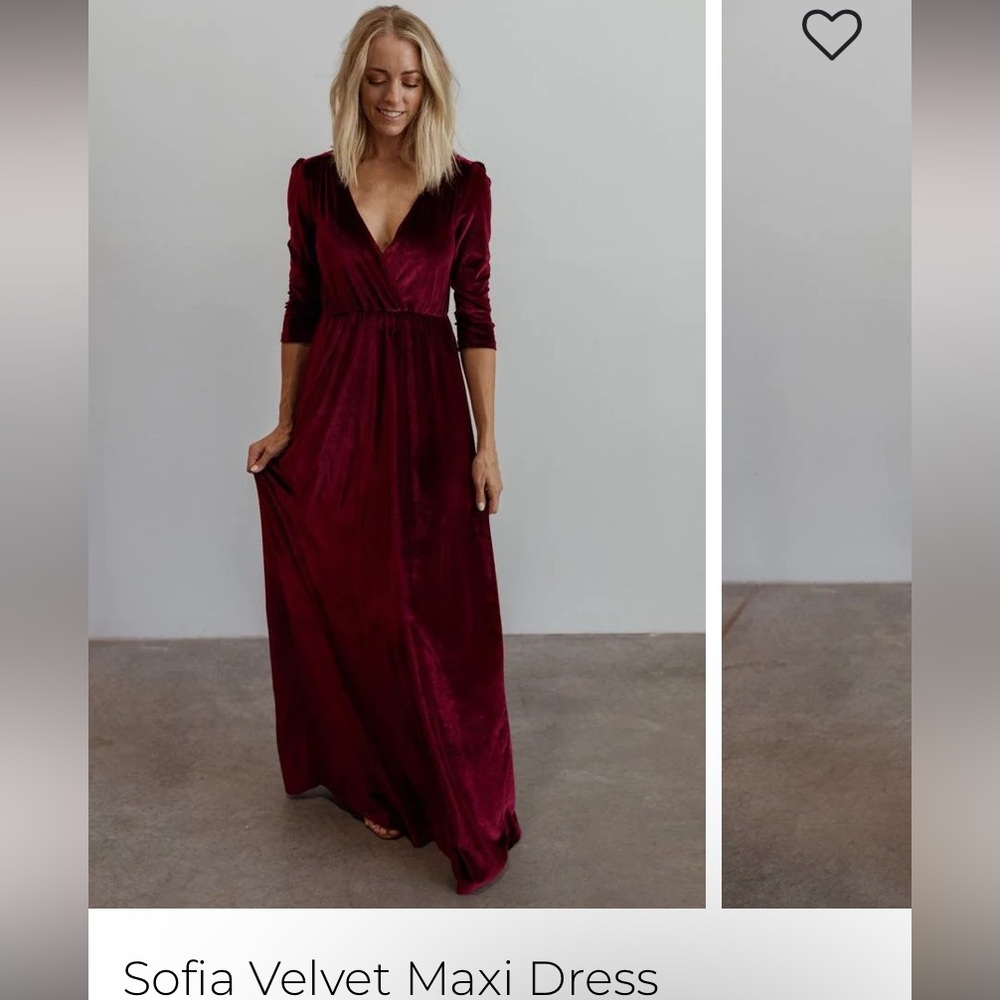 Baltic Born Sofia Velvet Maxi Dress- Mulberry, Small